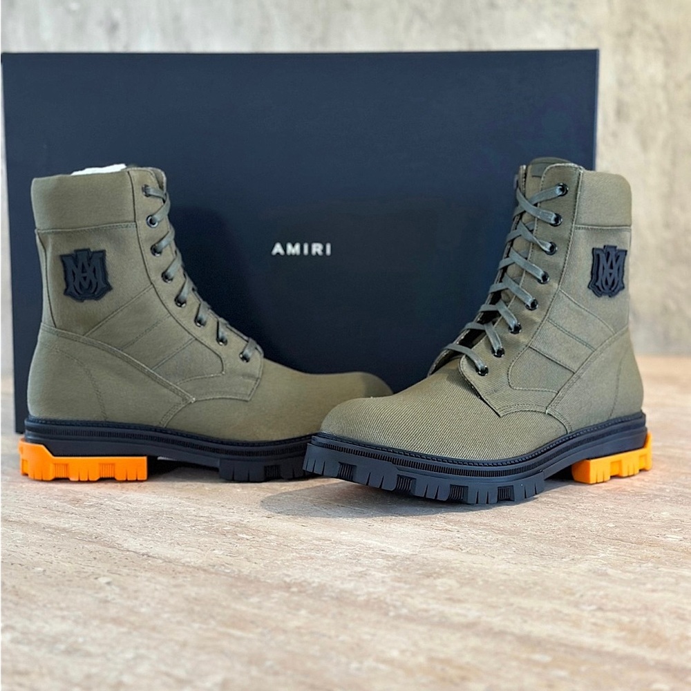 Amiri Logo patch military green combat boots